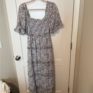 NWT Lush Tiered Lilac Maxi Dress with Flowy Sleeves